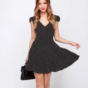 Faithfull the Brand dress Sunday Daze Black Polka Dot Dress Size Medium